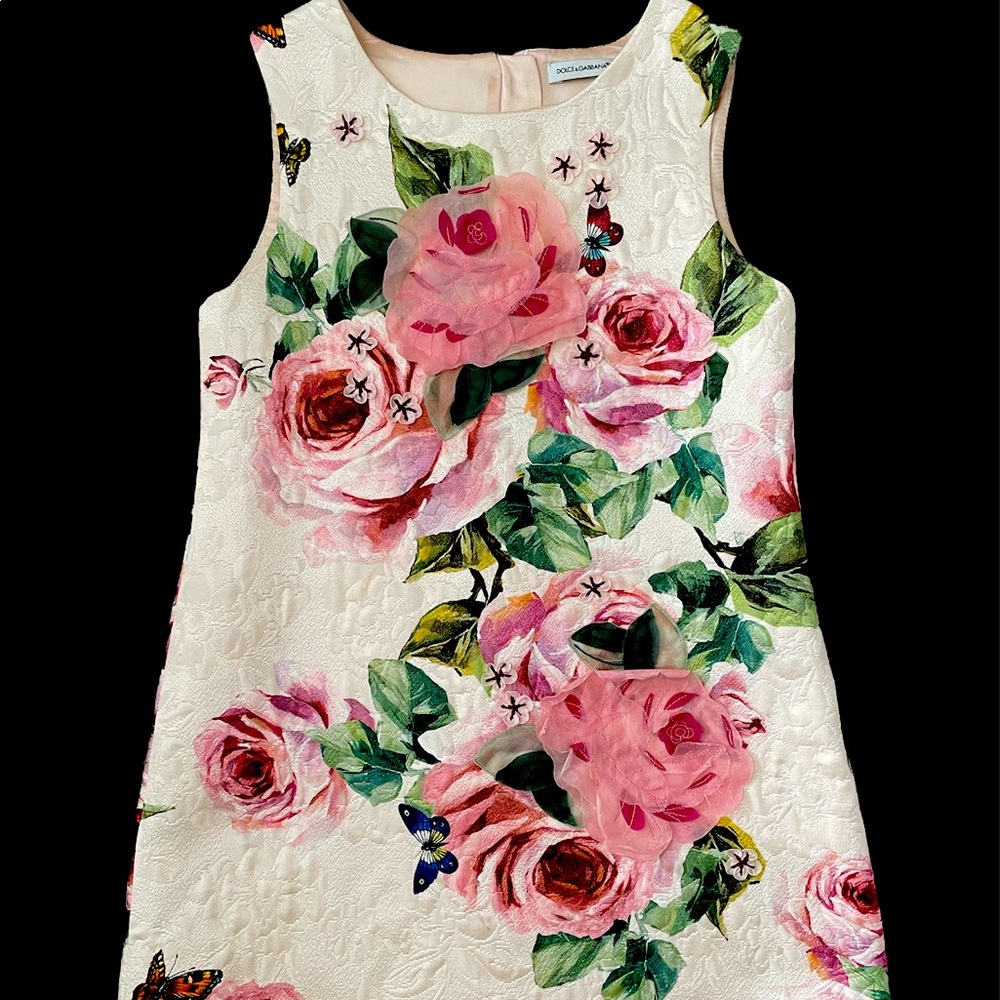 Dolce & Gabbana Like NEW blush pink rose print girl dress.Original Made in Italy
